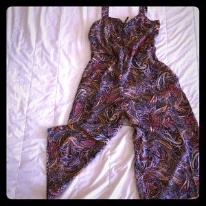 Mid length wide legged multi color jumper